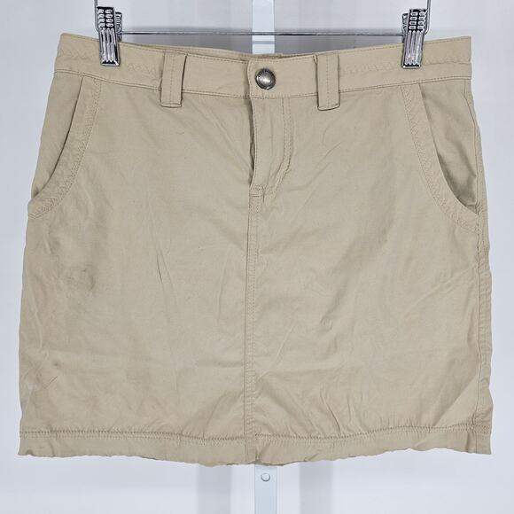 Eddie Bauer Womens Sz 2 Nylon Blend Athletic Skirt Skort Beige Zipper Pockets - Picture 1 of 5